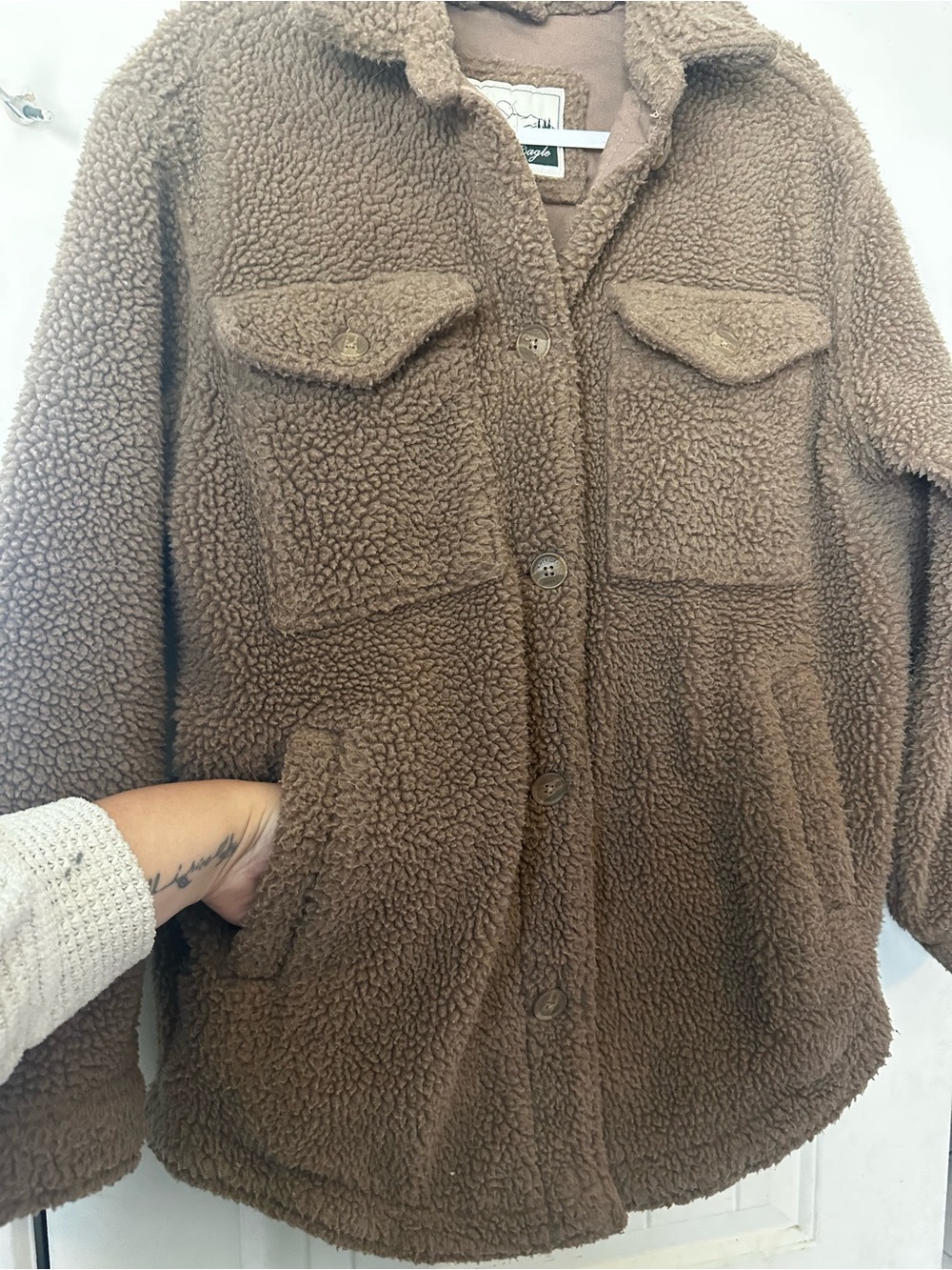 American Eagle Teddy Bear Oversized Sherpa Fleece Jacket Small - Picture 4 of 5